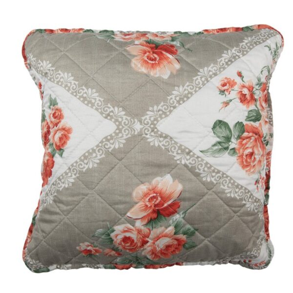 Kussenhoes 40x40 cm Grijs Roze Katoen Bloemen Sierkussenhoes