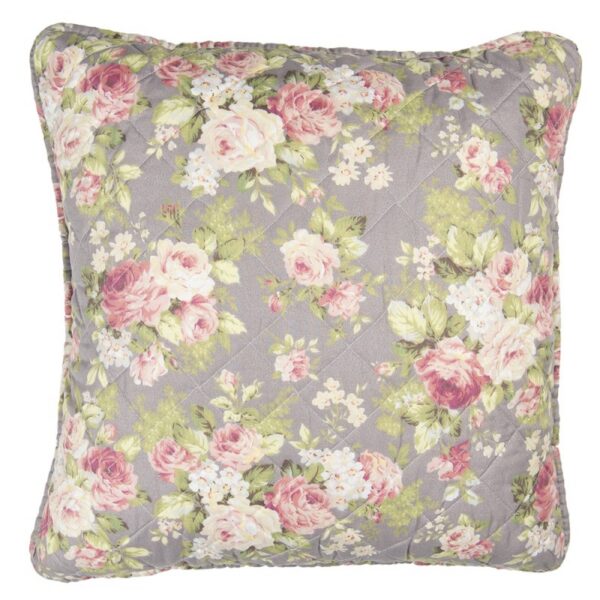 Kussenhoes 50x50 cm Grijs Groen Polyester Bloemen Sierkussenhoes