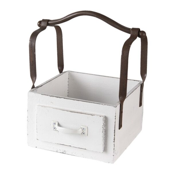 Mand 24x19x28 cm Wit Hout Bakje