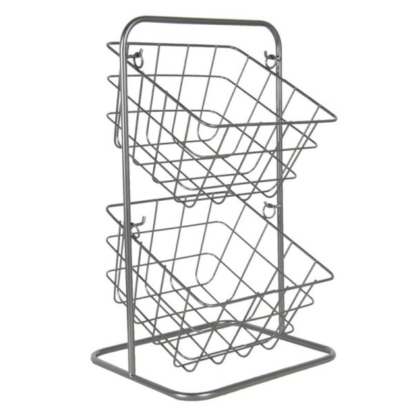 Mandenrek 22x22x41 cm Grijs Metaal Keuken Mandjes
