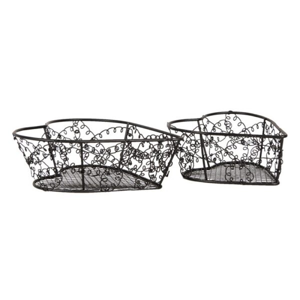 Opbergdoos Set Van 2 16x16x5 12x12x5 cm Bruin Metaal