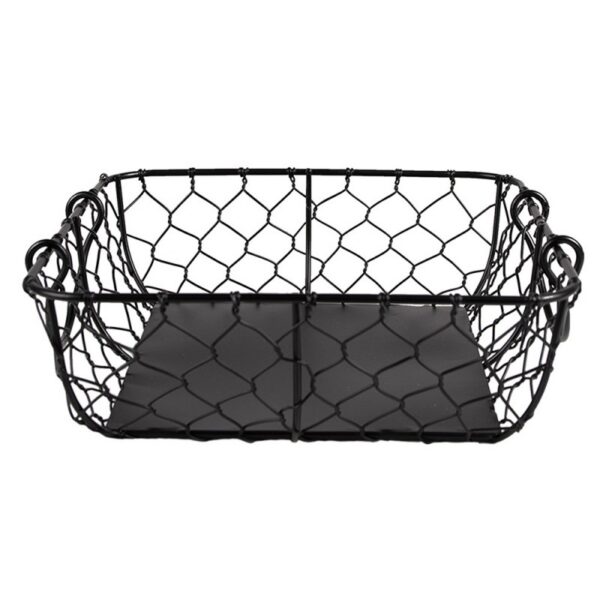 Opbergmand 23x23x7 cm Zwart Metaal Keuken Mandjes