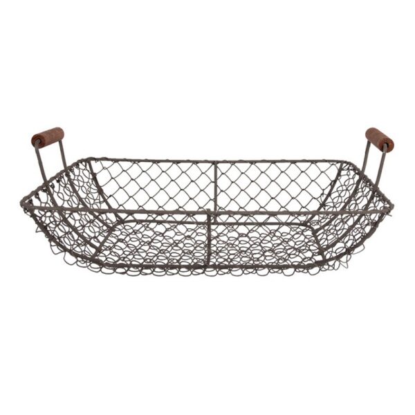 Opbergmand 32x26x12 cm Bruin Metaal Keuken Mandjes