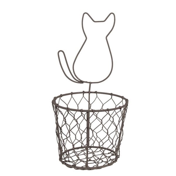 Opbergmand Ø 13x25 cm Bruin Metaal Kat Mandje