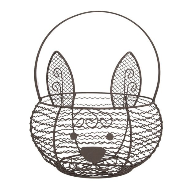 Opbergmand Ø 20x12 cm Bruin Metaal Konijn Keuken Mandjes