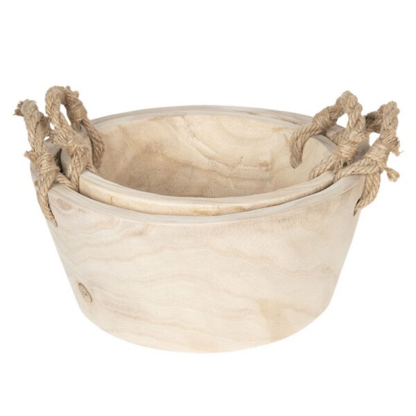 Opbergmand Set Van 2 Ø 36 Ø 29 cm Beige Hout Mand
