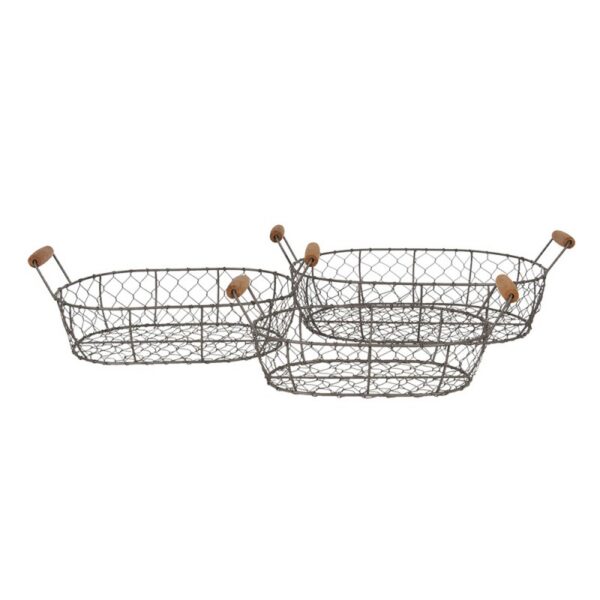 Opbergmand Set Van 3 42x27x15 cm Bruin Ijzer Mand