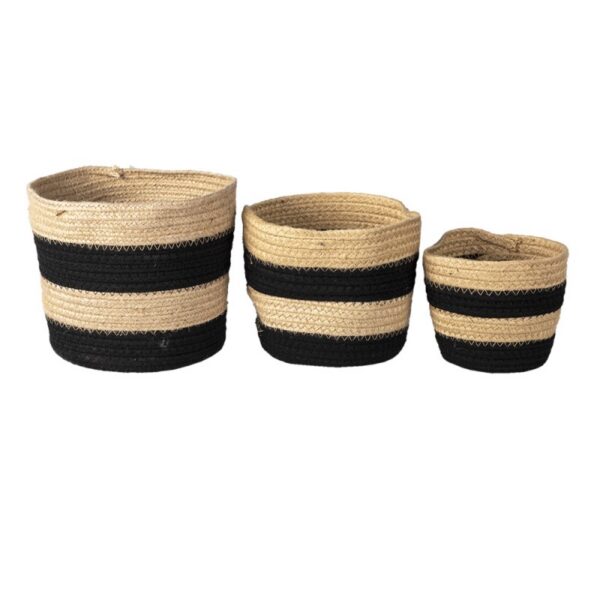 Opbergmand Set Van 3 Ø 22 Ø 19 Ø 16 cm Zwart Touw Mand