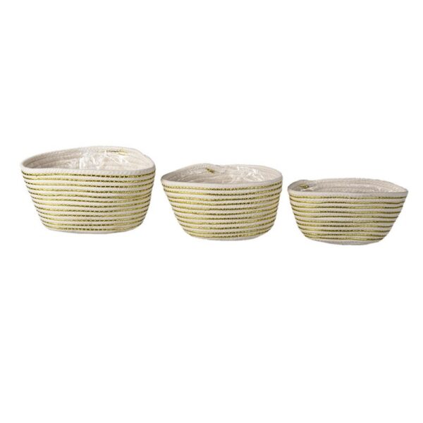 Opbergmand Set Van 3 Ø 26 Ø 23 Ø 20 cm Wit Touw Plantenhouder