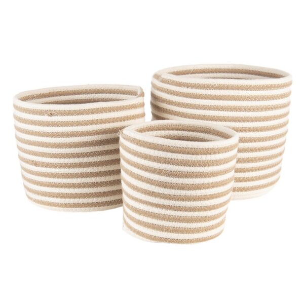 Opbergmand Set Van 3 Ø 26 Ø 26 Ø 19 cm Beige Bruin Zeegras Mand