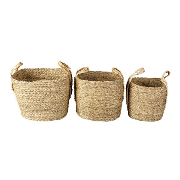 Opbergmand Set Van 3 Ø 27 Ø 23 Ø 20 cm Bruin Stro Mand