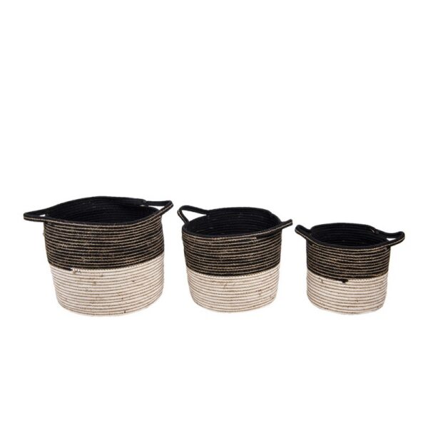Opbergmand Set Van 3 Ø 52 Ø 46 Ø 37 cm Zwart Touw Mand