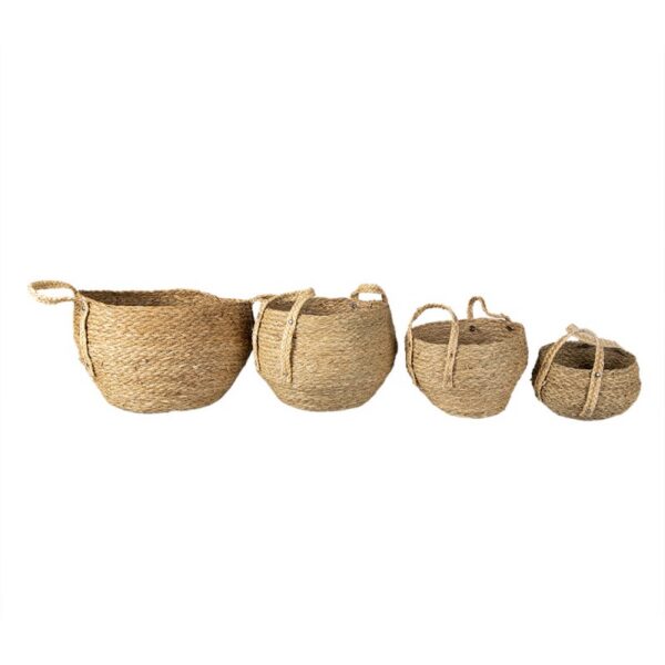 Opbergmand Set Van 4 Ø 30 Ø 18Cm Bruin Stro Mand