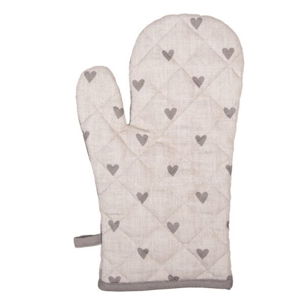 Ovenwant 18x30 cm Beige Grijs Katoen Hartjes