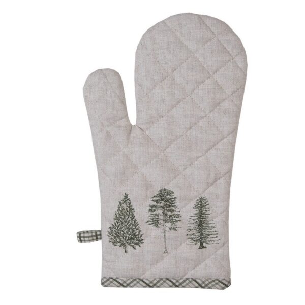 Ovenwant 18x30 cm Beige Groen Katoen Dennenbomen Ovenhandschoen