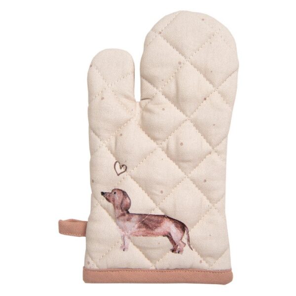 Ovenwant 18x30 cm Beige Katoen Teckel Ovenhandschoen