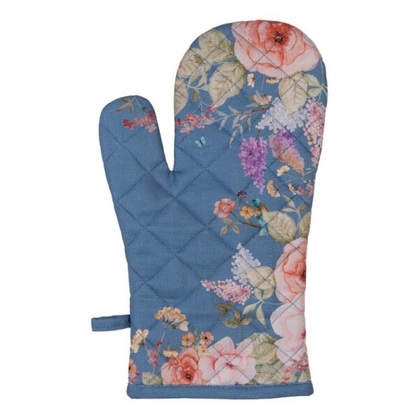 Ovenwant 18x30 cm Blauw Katoen Bloemen
