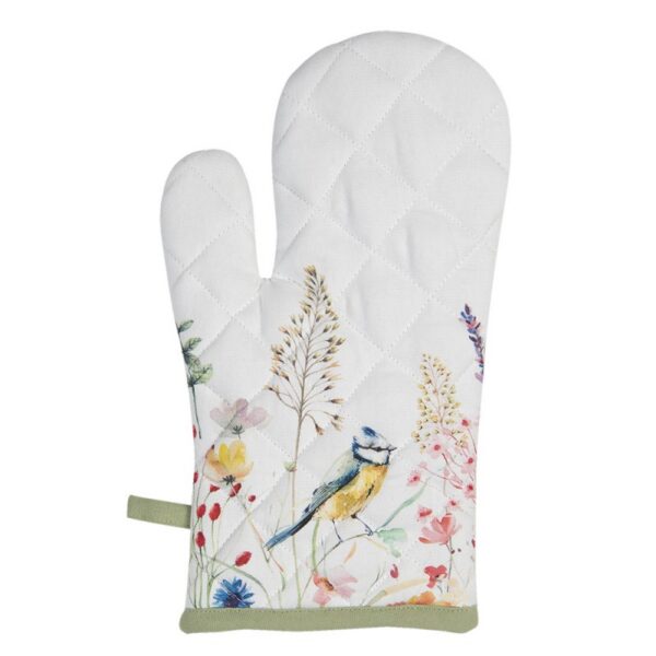 Ovenwant 18x30 cm Wit Groen Katoen Bloemen Ovenhandschoen