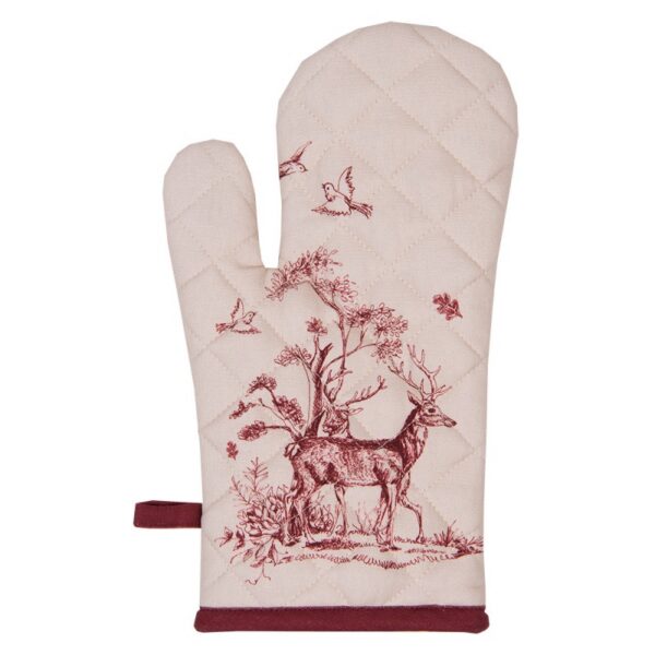 Ovenwant 18x30 cm Wit Roze Katoen Rendier Ovenhandschoen