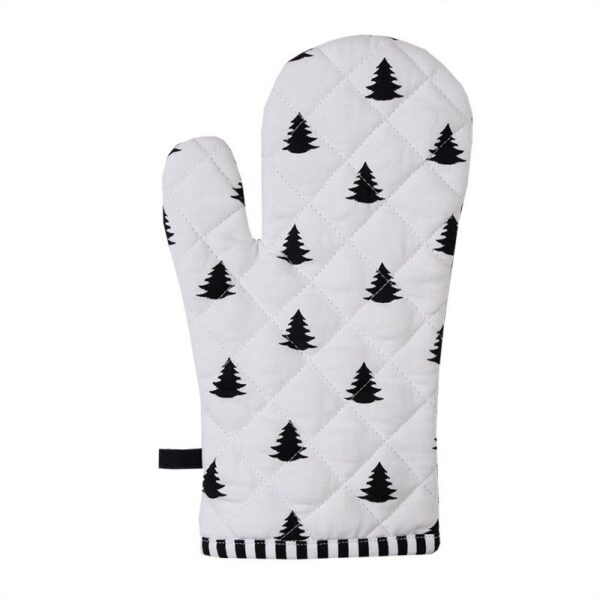 Ovenwant 18x30 cm Zwart Wit Katoen Kerstboom Ovenhandschoen