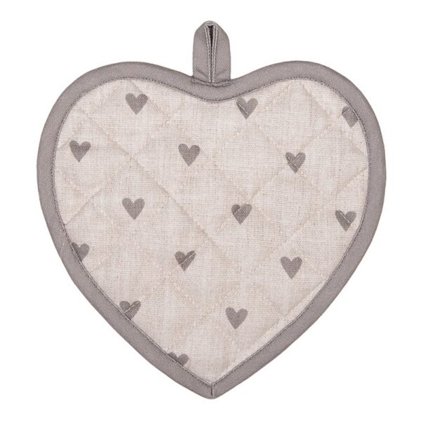 Pannenlap 20x20 cm Beige Grijs Katoen Hartjes