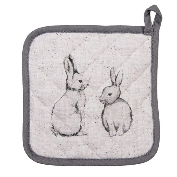 Pannenlap 20x20 cm Beige Grijs Katoen Konijn