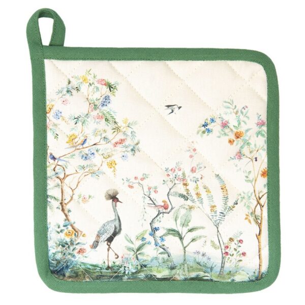 Pannenlap 20x20 cm Beige Katoen Tropisch Motief Afgiet Pannenlap
