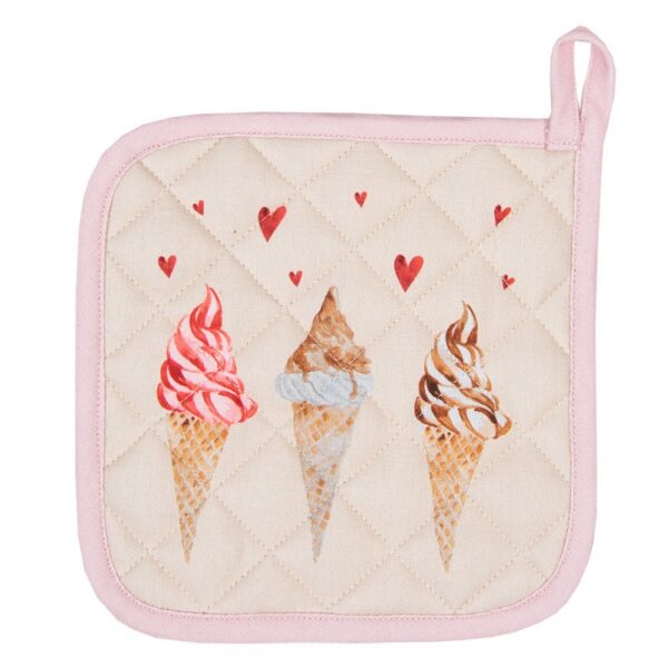 Pannenlap 20x20 cm Beige Roze Katoen IJsjes Afgiet Pannenlap