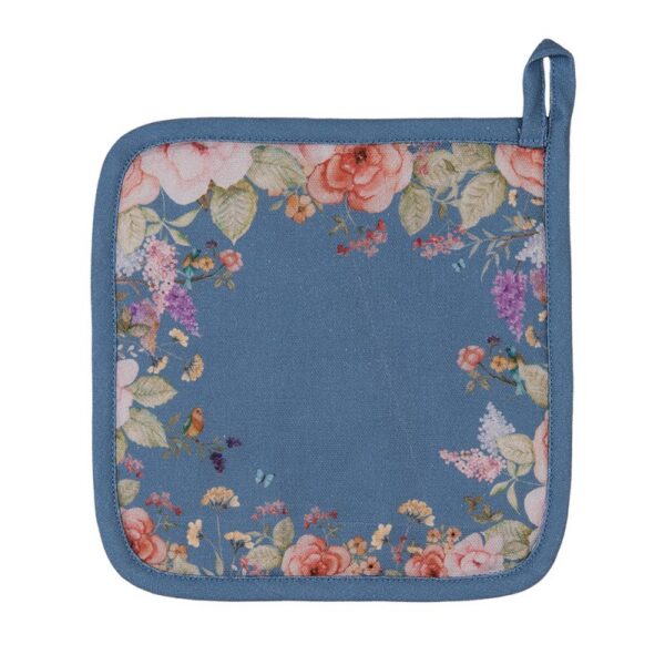 Pannenlap 20x20 cm Blauw Katoen Bloemen
