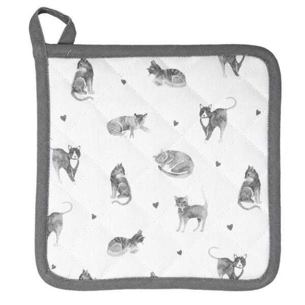Pannenlap 20x20 cm Grijs Wit Katoen Katten Afgiet Pannenlap