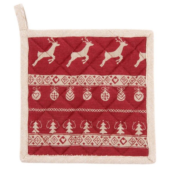 Pannenlap 20x20 cm Rood Beige Katoen Kerst Afgiet Pannenlap