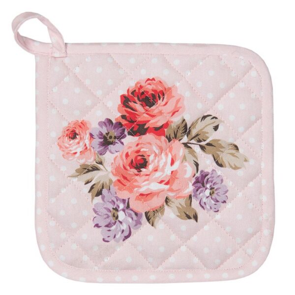 Pannenlap 20x20 cm Roze Paars Katoen Bloemen Afgiet Pannenlap