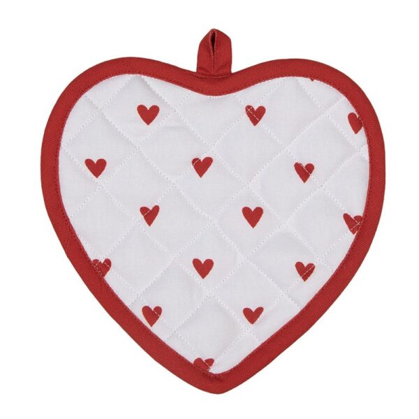Pannenlap 20x20 cm Wit Rood Katoen Hartjes