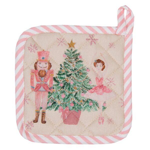 Pannenlap Kind 16x16 cm Beige Roze Katoen Notenkraker Moeder Dochter
