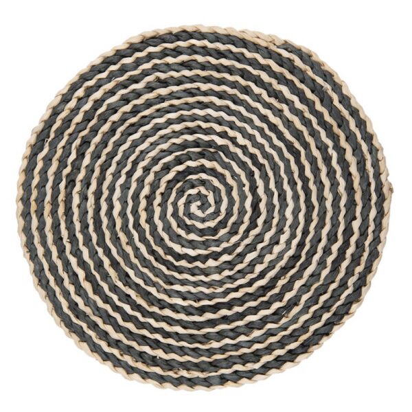 Placemat Ø 35x1 cm Beige Zwart Stro Tafelmat