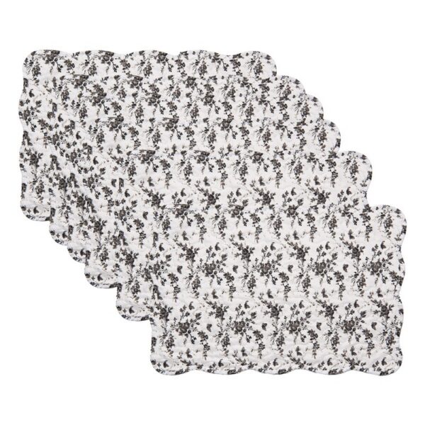 Placemats Set van 6 48x32 cm Wit Polyester Bloemen