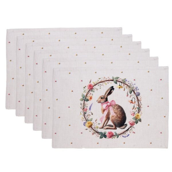Placemats Set van 6 48x35 cm Beige Katoen