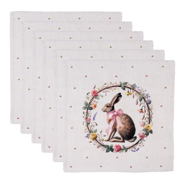 Servetten Katoen Set van 6 40x40 cm Beige Katoen