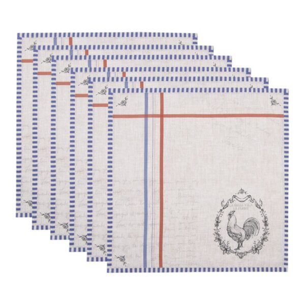 Servetten Katoen Set van 6 40x40 cm Beige Katoen Haan Servet Stof