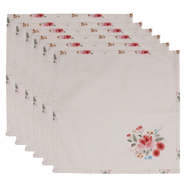 Servetten Katoen Set van 6 40x40 cm Beige Katoen Rozen Servet Stof