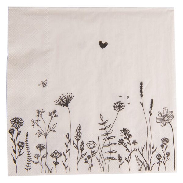 Servetten Papier Set van 20 33x33 cm (20) Beige Papier Bloemen Servetten Papieren