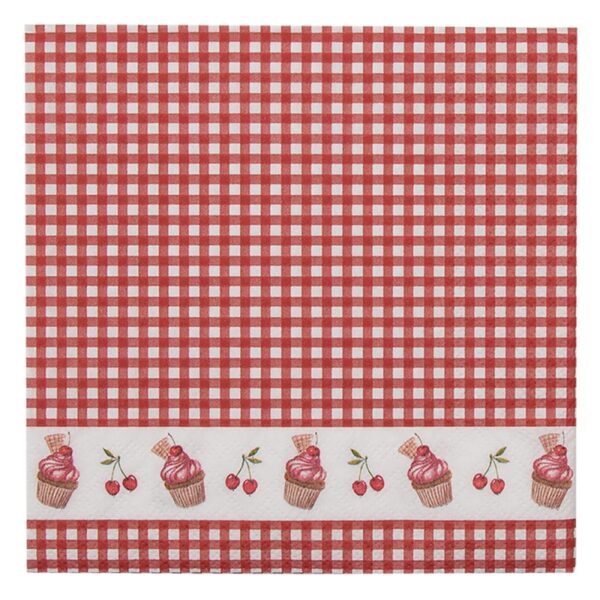 Servetten Papier Set van 20 33x33 cm (20) Rood Wit Papier Cupcakes Servetten Papieren