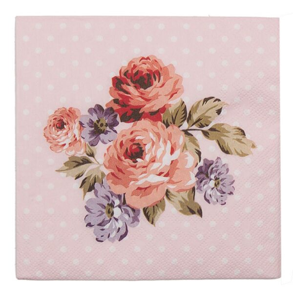 Servetten Papier Set van 20 33x33 cm (20) Roze Papier Bloemen Servetten Papieren