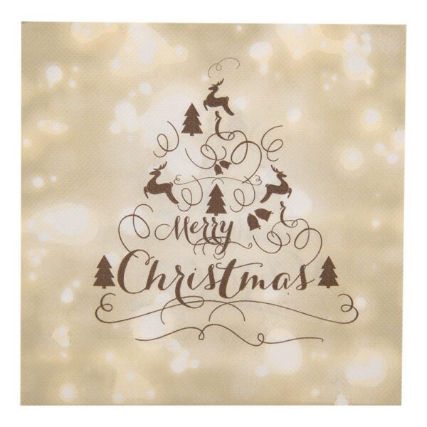 Servetten Papier Set van 20 33x33 cm Beige Papier Kerst