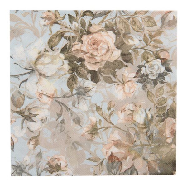 Servetten Papier Set van 20 33x33 cm Blauw Beige Papier Bloemen