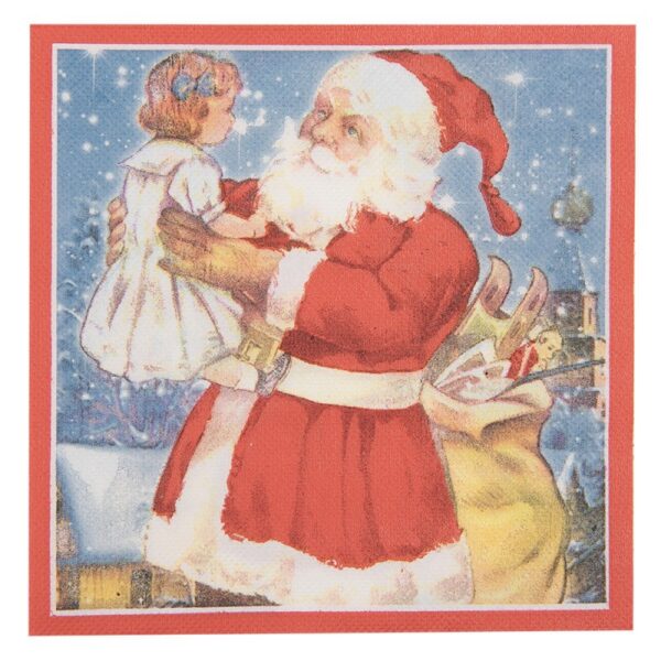 Servetten Papier Set van 20 33x33 cm Blauw Rood Papier Kerstman