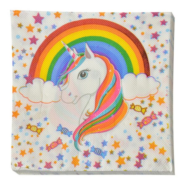 Servetten Papier Set van 20 33x33 cm Wit Papier Eenhoorn