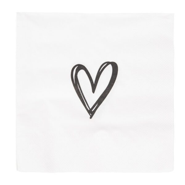 Servetten Papier Set van 20 33x33 cm Wit Papier Hart