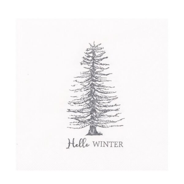 Servetten Papier Set van 20 33x33 cm Wit Papier Winter