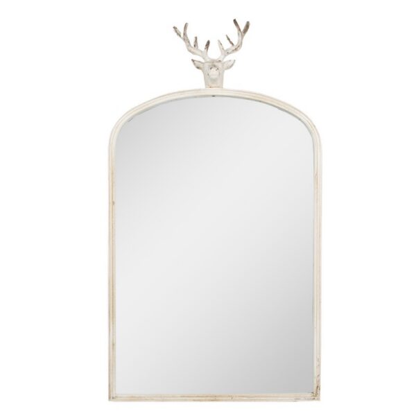 Spiegel 58x10x105 cm Wit Metaal Hert Wandspiegel